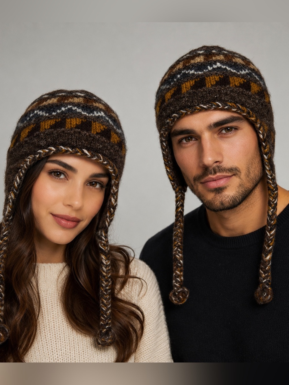 Everest Designs Sherpa Earflap Beanie Hat 100% Wool Fleece Lined Boho Unisex